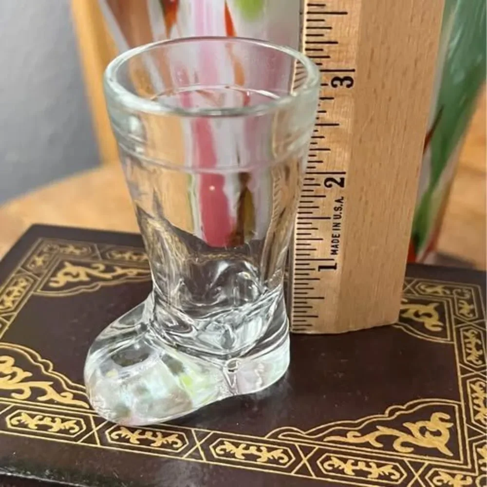 Clear Shot Glass boot shaped , Toothpick or Match Holder Mod Dep 3